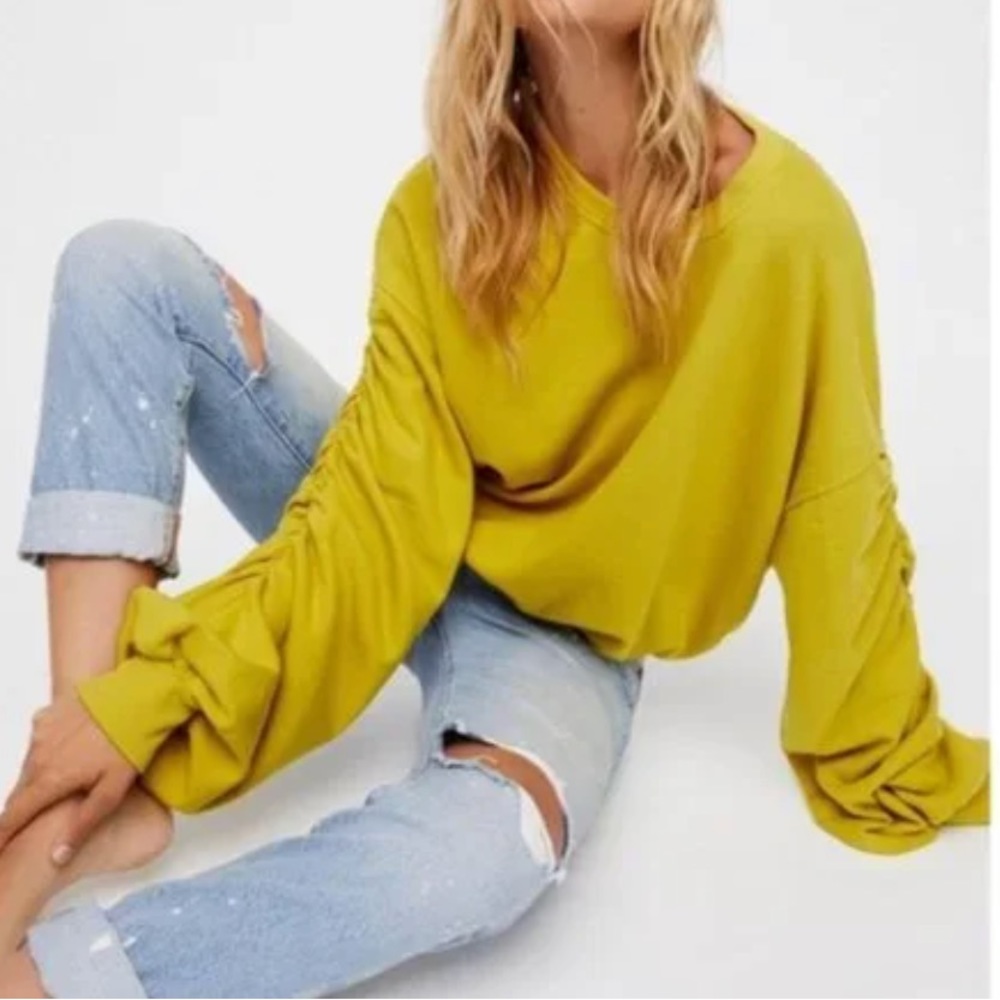 FP Beach Ruched Sleeve Crewneck